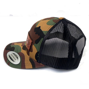 Camo 'Hunt Fish Maniac' Leather Banner Logo Baseball Hat