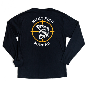 Heather Black 'Hunt Fish Maniac' Logo Long-Sleeve Tee back view